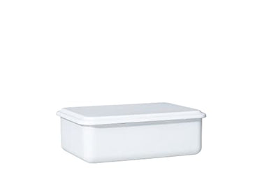 Riess, 0417-033, Vorratsbehälter mit Deckel, 23x15x7cm, Emaille, Design SERVE + STORE, WEISS, Gewicht 0,63kg, LBH: 23,4 x 15,7 x 7 cm im Sale